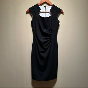 Calvin Klein Black Sheath Dress with Ruching Detail at Hip